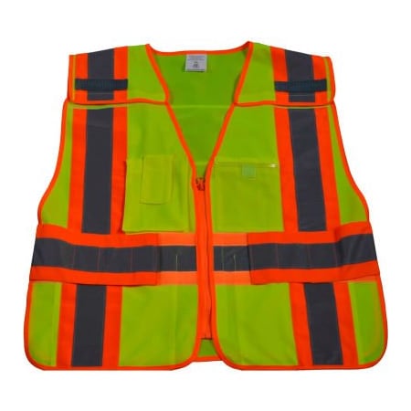 Petra Roc Inc Petra Roc Two Tone Expandable 5-Point Breakaway Safety Vest, Polyester Solid, Lime/Orange, 6XL-8XL LV2-PSVP-SUPER
